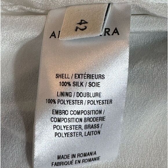 Aquazzura Dress Womens Sz 10 pavilion asymmetrical Silk in optic white & Black - Picture 11 of 16